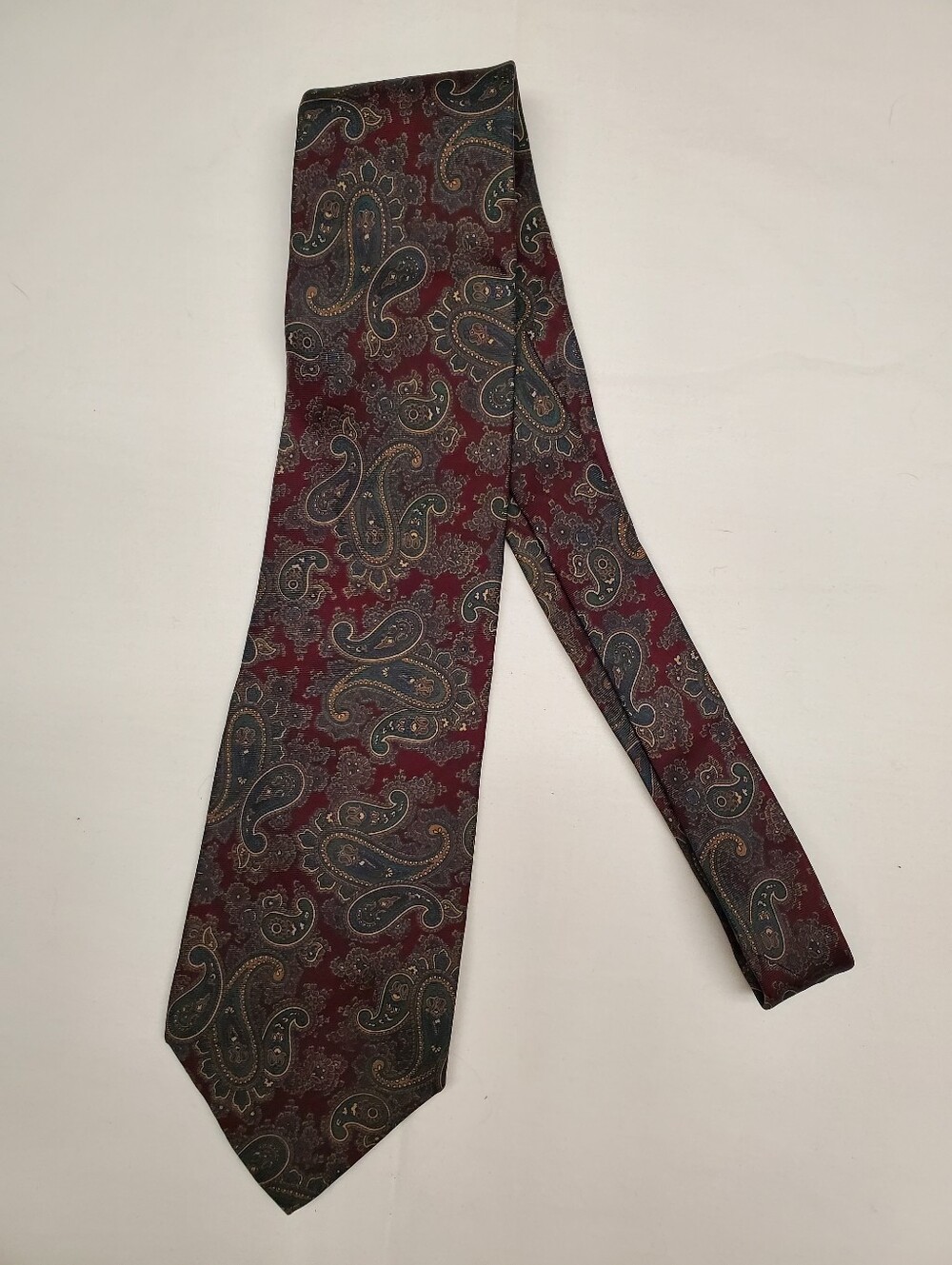 Vintage Bert Pulitzer All Silk Paisley Necktie Burgundy Teal Made in USA
